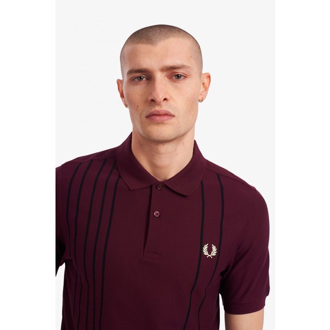 Refined Stripe Polo Shirt in Mahogany
