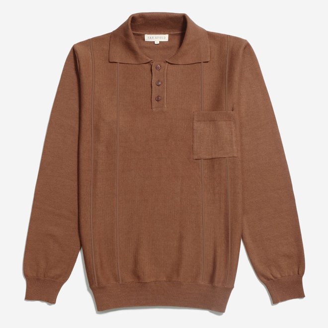 Marlow L/S Polo in Rawhide Brown