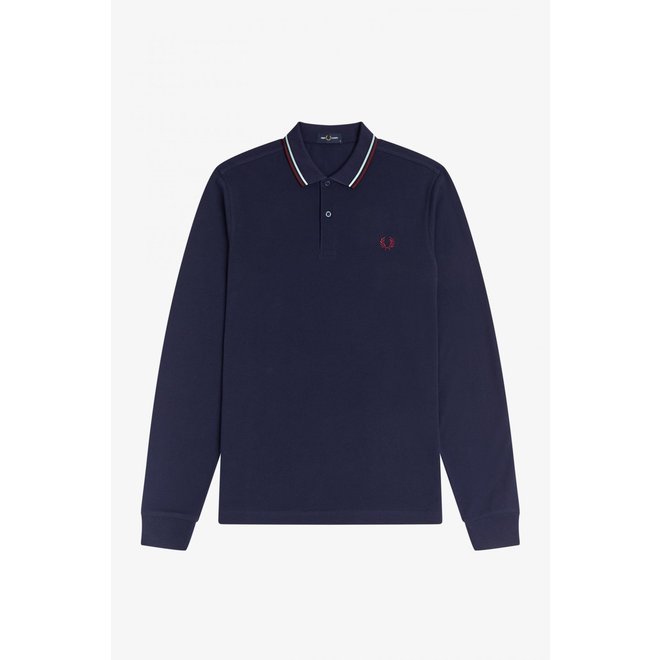 Fred Perry Shirt Long Sleeve in Carbon Blue/Aubergine