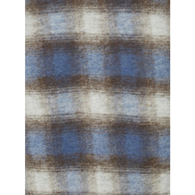 Wool Fleece Zip Liner Jacket In Blue/Brown Check