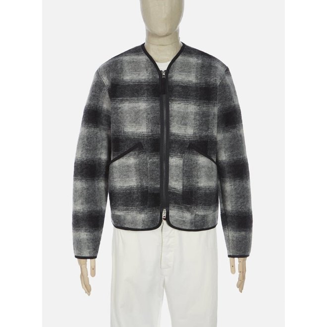 Wool Fleece Zip Liner Jacket In Grey/Charcoal Check