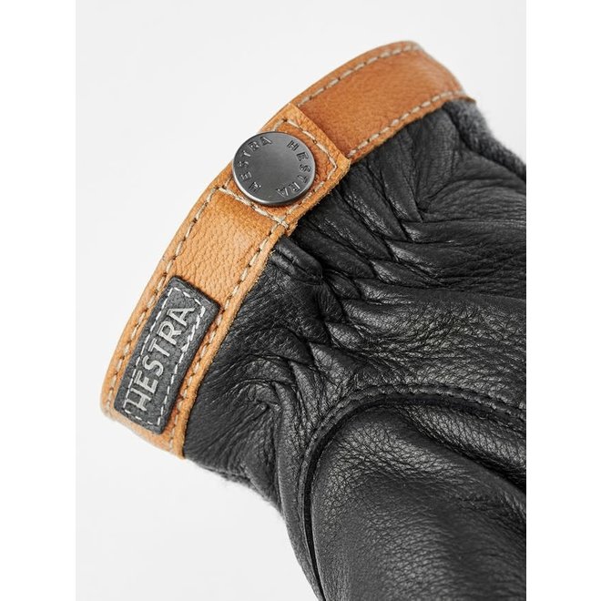 Deerskin Wool Tricot Gloves in Charcoal/Black