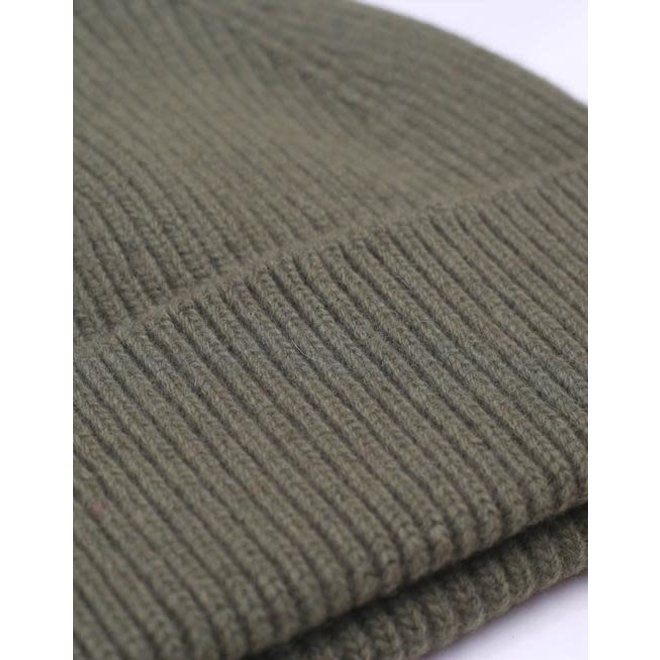 Merino Wool Beanie in Dusty Olive