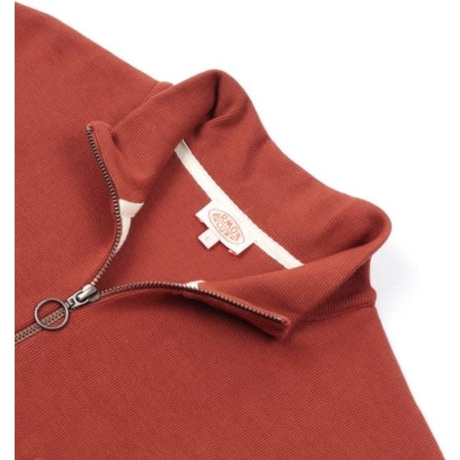 Zip-Up Collar Sweatshirt in Rust