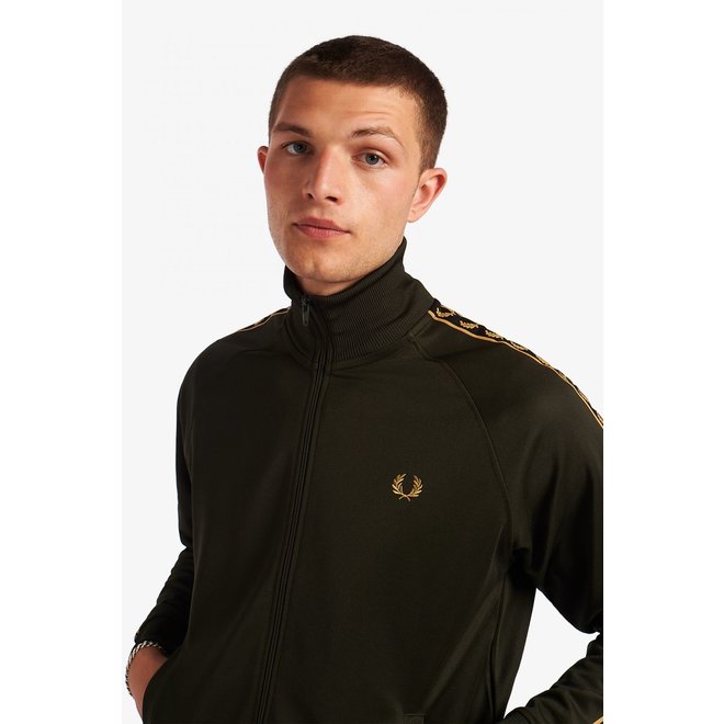 Gold Tape Track Jacket in Hunting Green
