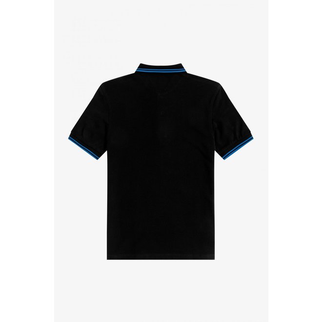Twin Tipped Fred Perry Shirt in Black/Turquoise