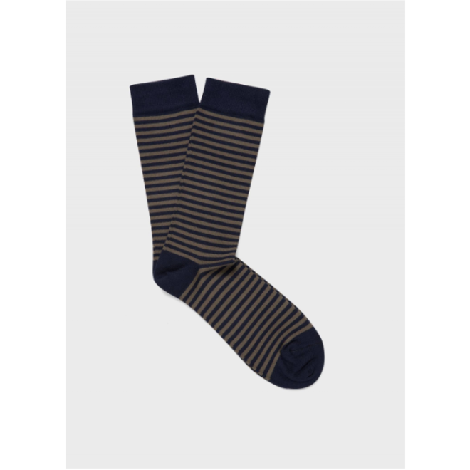 Stripe Cotton Socks in Navy/Dark Moss