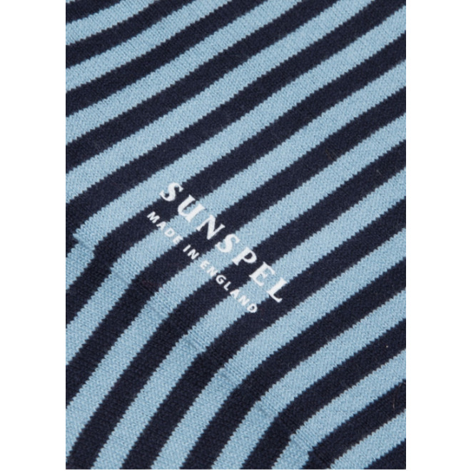 Stripe Cotton Socks in Navy/Storm Blue