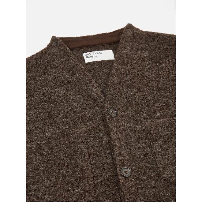 Wool Fleece Cardigan In Brown