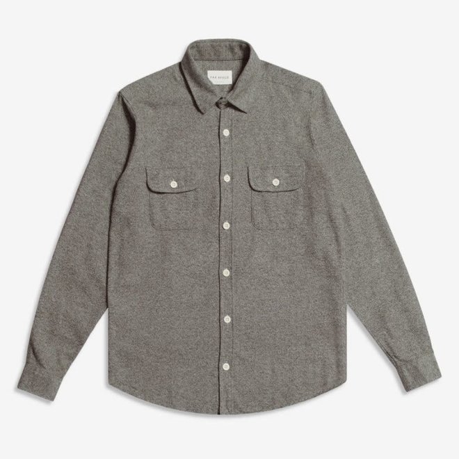 Workwear Shirt in Twisted Yarn – Slate Brown / White