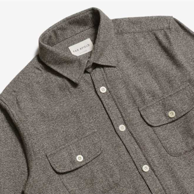 Workwear Shirt in Twisted Yarn – Slate Brown / White