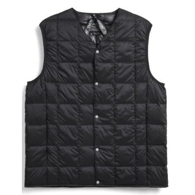 V-Neck Button Down Vest in Black