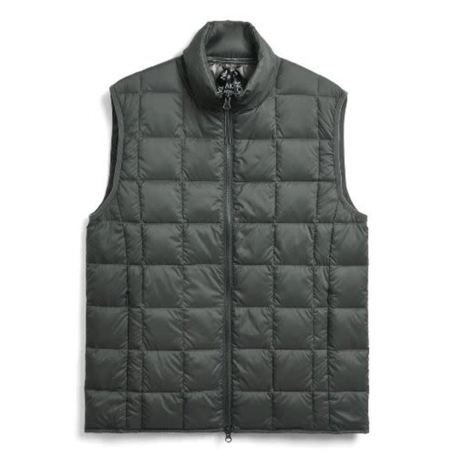 Hi Neck Zip Down Vest in Dark Charcoal