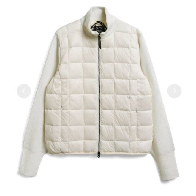 Hi Neck Knit Down Jacket in Off White
