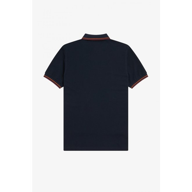 Twin Tipped Fred Perry Shirt in Navy/Nut Flake/Oxblood Red