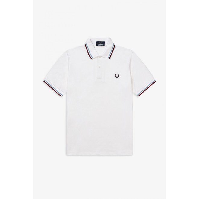 Made in England M12 - Fred Perry Shirt in White/Ice/Maroon