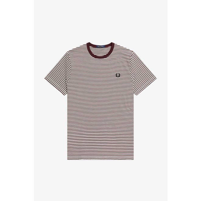Fine Stripe T-Shirt in Oxblood/Ecru