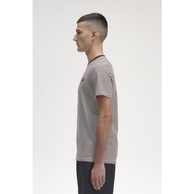 Fine Stripe T-Shirt in Oxblood/Ecru
