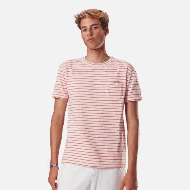 Guerreiro Pocket T-Shirt in Spiced Coral Stripes