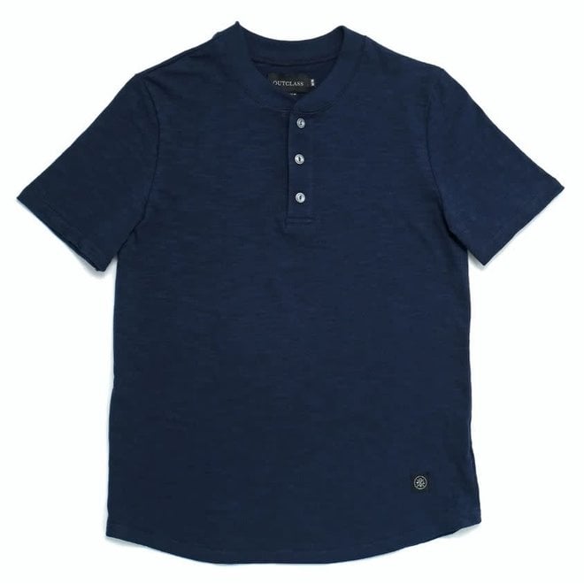 Slub S/S Henley in Indigo