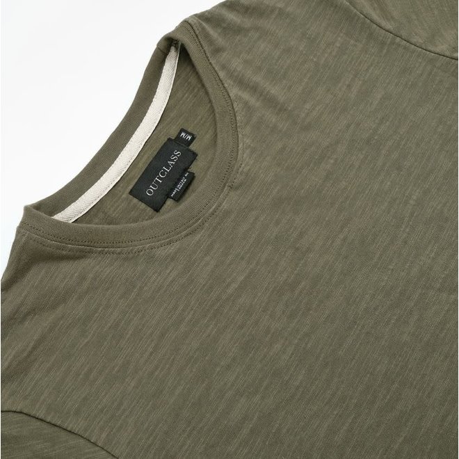 Short Sleeve Slub T-Shirt in Olive