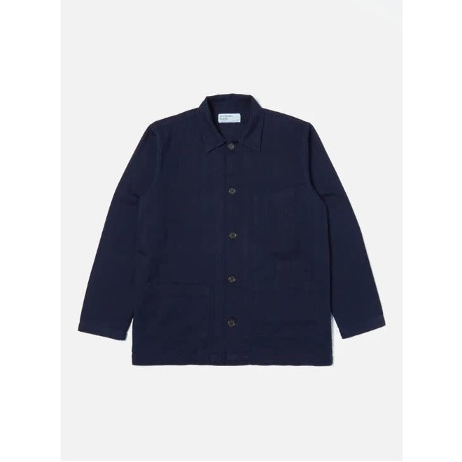 Bakers Overshirt In Indigo Herringbone Denim