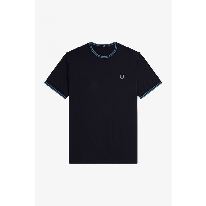 Twin Tipped T-Shirt in Navy/Soft Blue