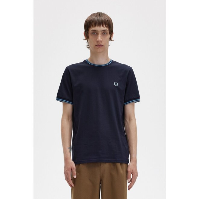 Twin Tipped T-Shirt in Navy/Soft Blue