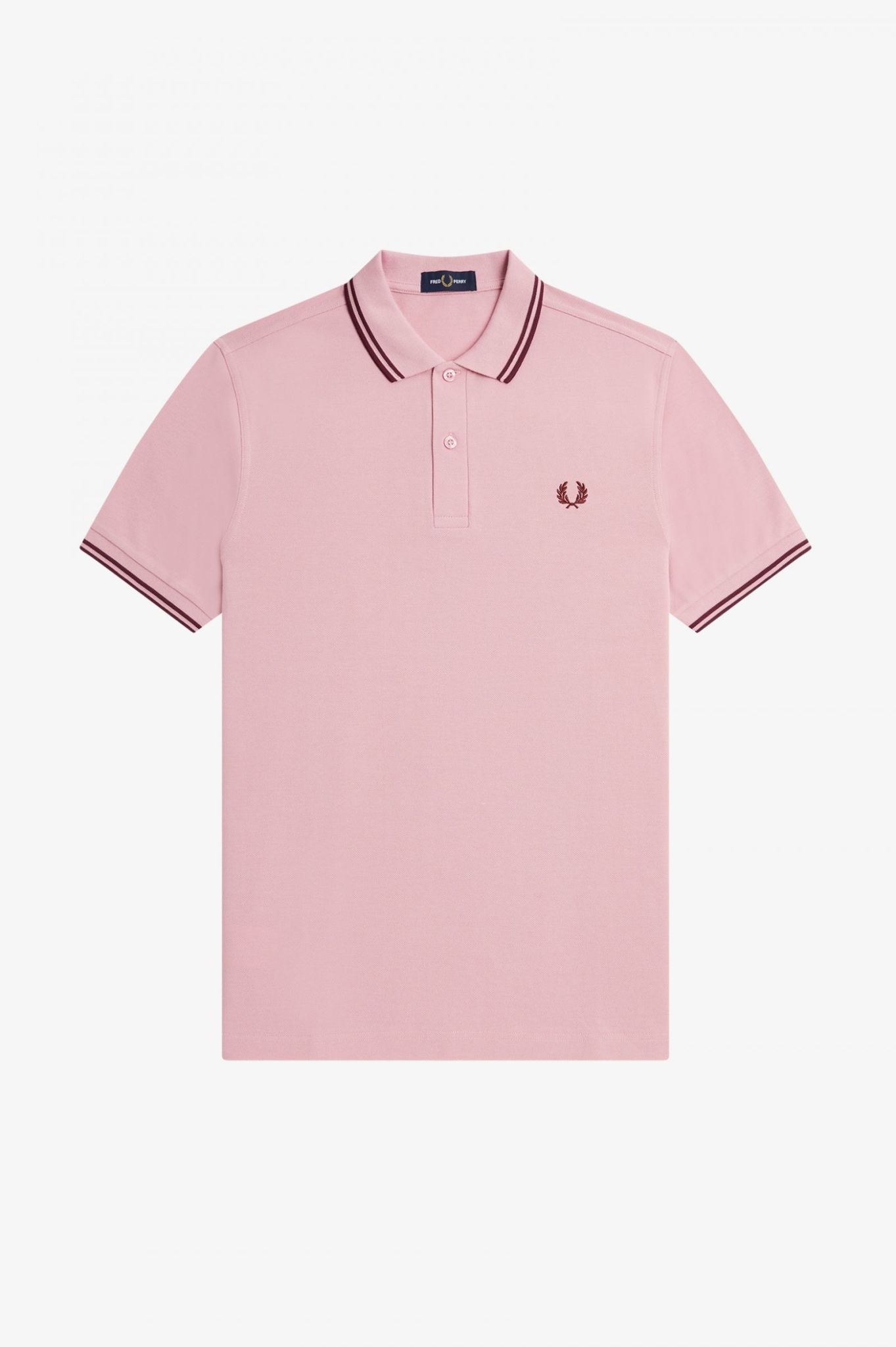 Twin Tipped Fred Perry Shirt in Chalky Pink/Oxblood/Oxblood - Eastwood ...