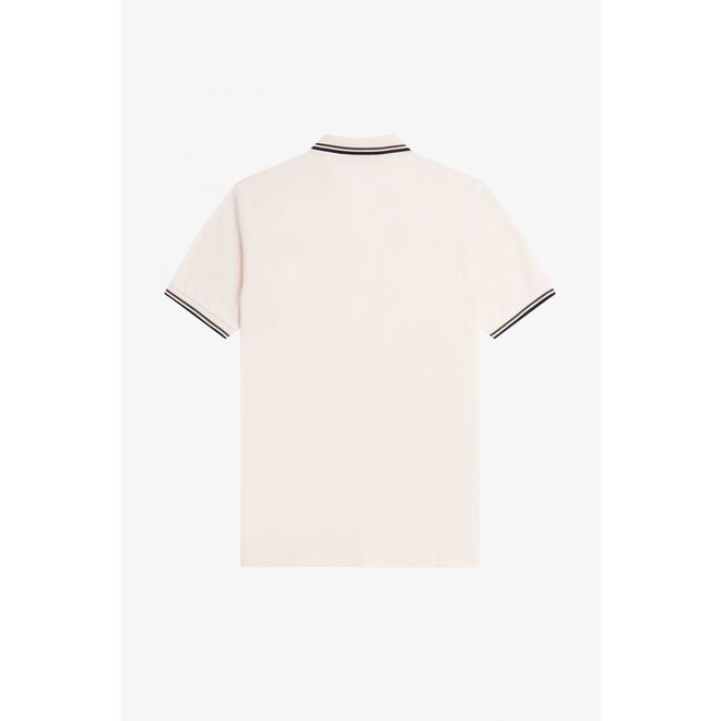 Twin Tipped Fred Perry Shirt in Silky Peach/Uniform Green/Navy