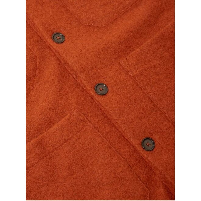 Wool Fleece Cardigan In Orange