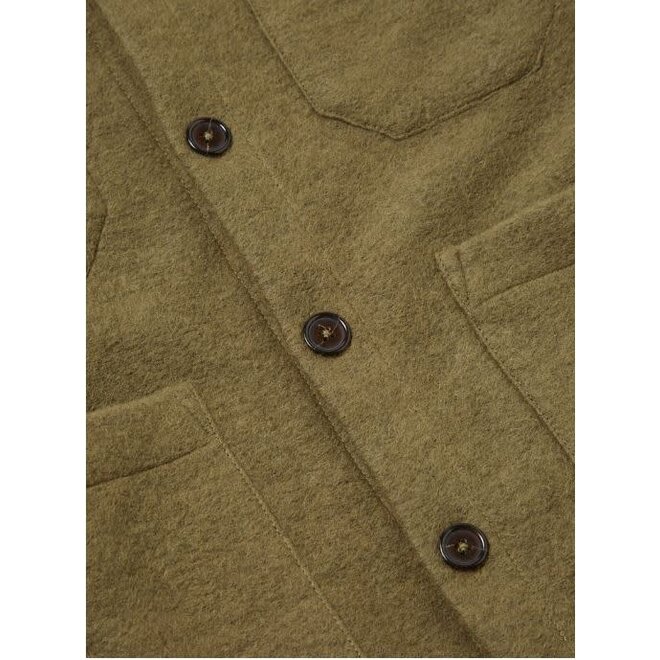 Wool Fleece Cardigan In Lovat