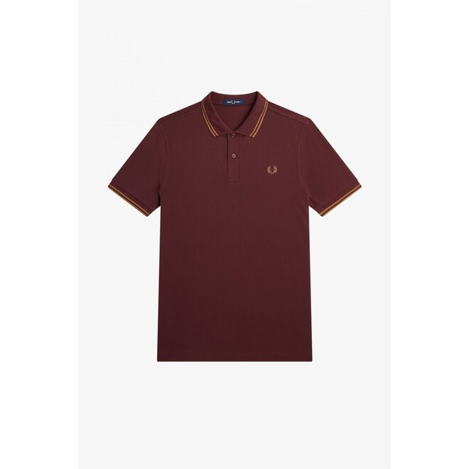 Twin Tipped Fred Perry Shirt in Oxblood/ Shaded Stone