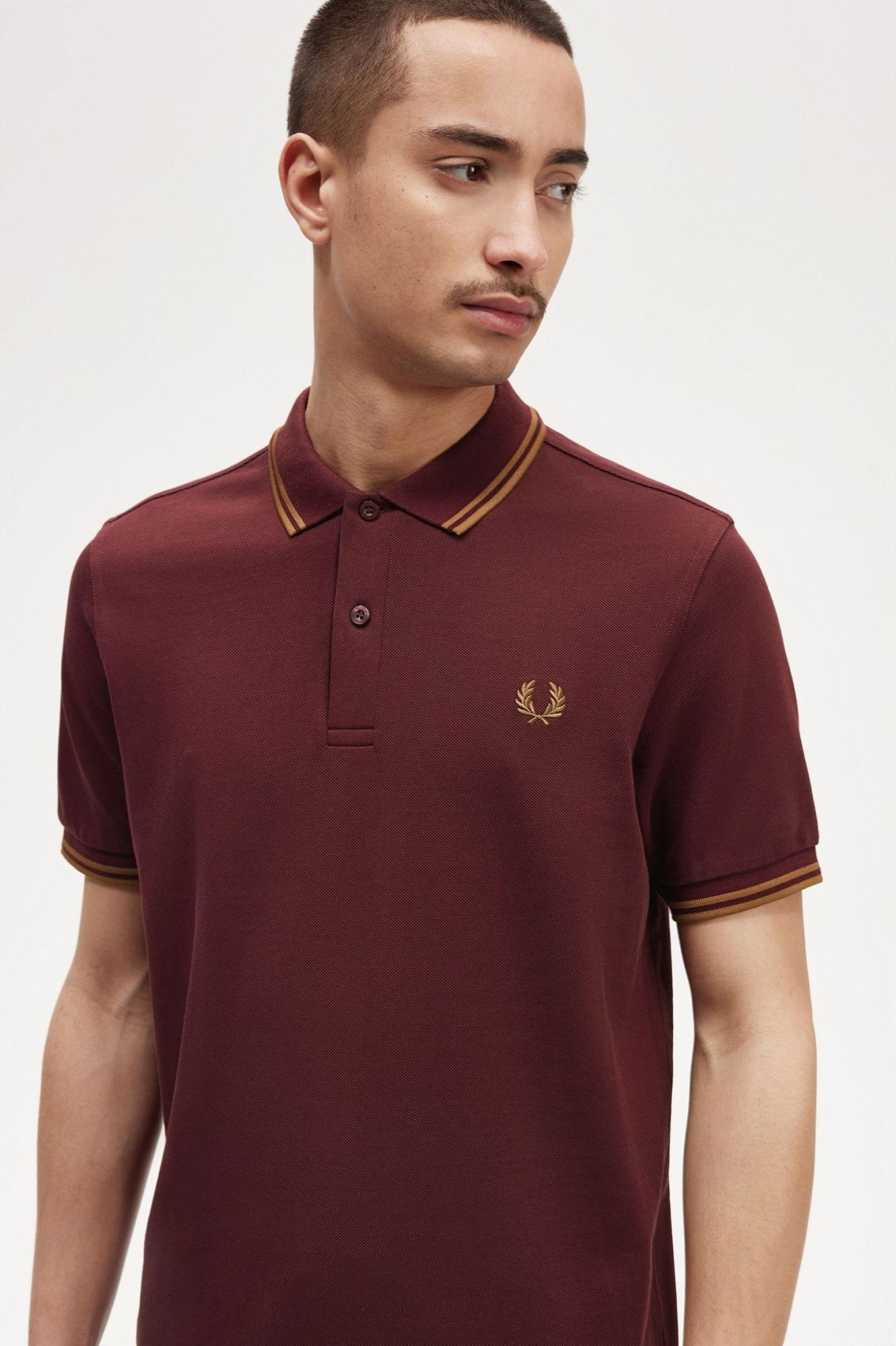 Fred Perry Twin Tipped Fred Perry Shirt in Oxblood/ Shaded Stone