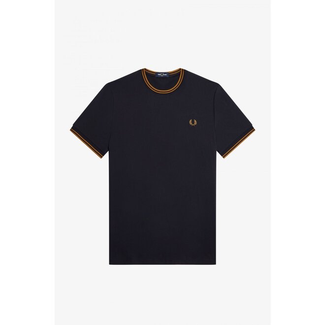 Twin Tipped T-Shirt in Navy/Dark Caramel