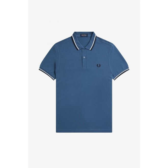 Twin Tipped Fred Perry Shirt in Midnight Blue/White