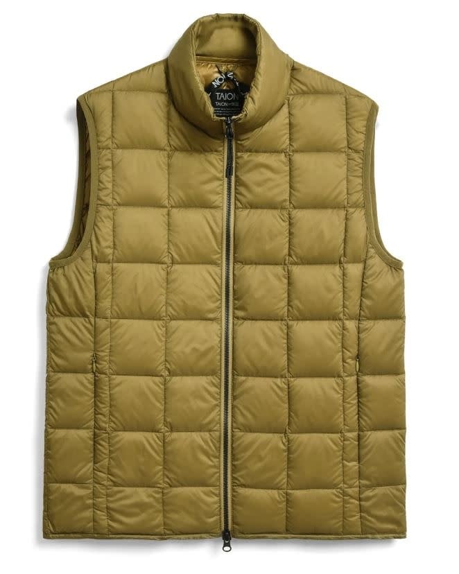 Hi Neck Down Vest in Beige