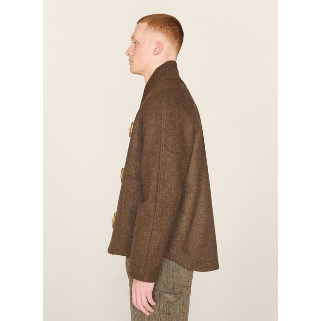 Erkin Melton Wool Duffle Jacket in  Brown