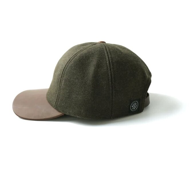 Wool/Leather Ball Cap in Olive