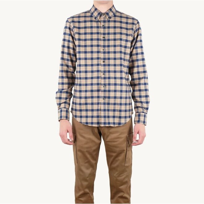 Check Flannel Shirt in Camel/Navy