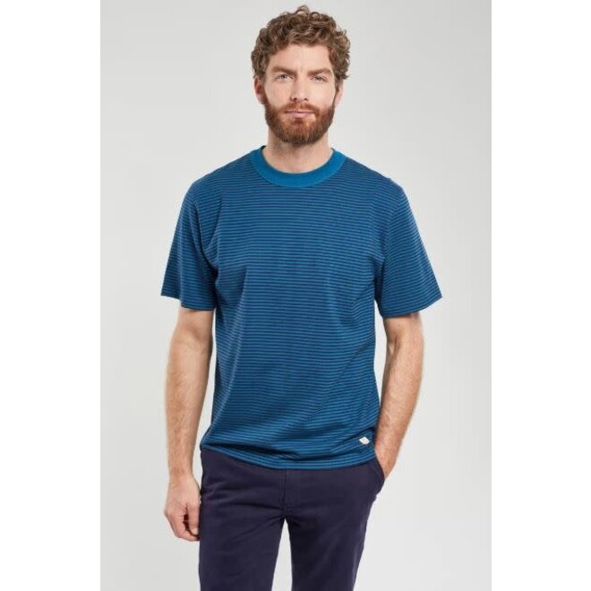 Striped Heritage Tee in Glacial Blue/Navy