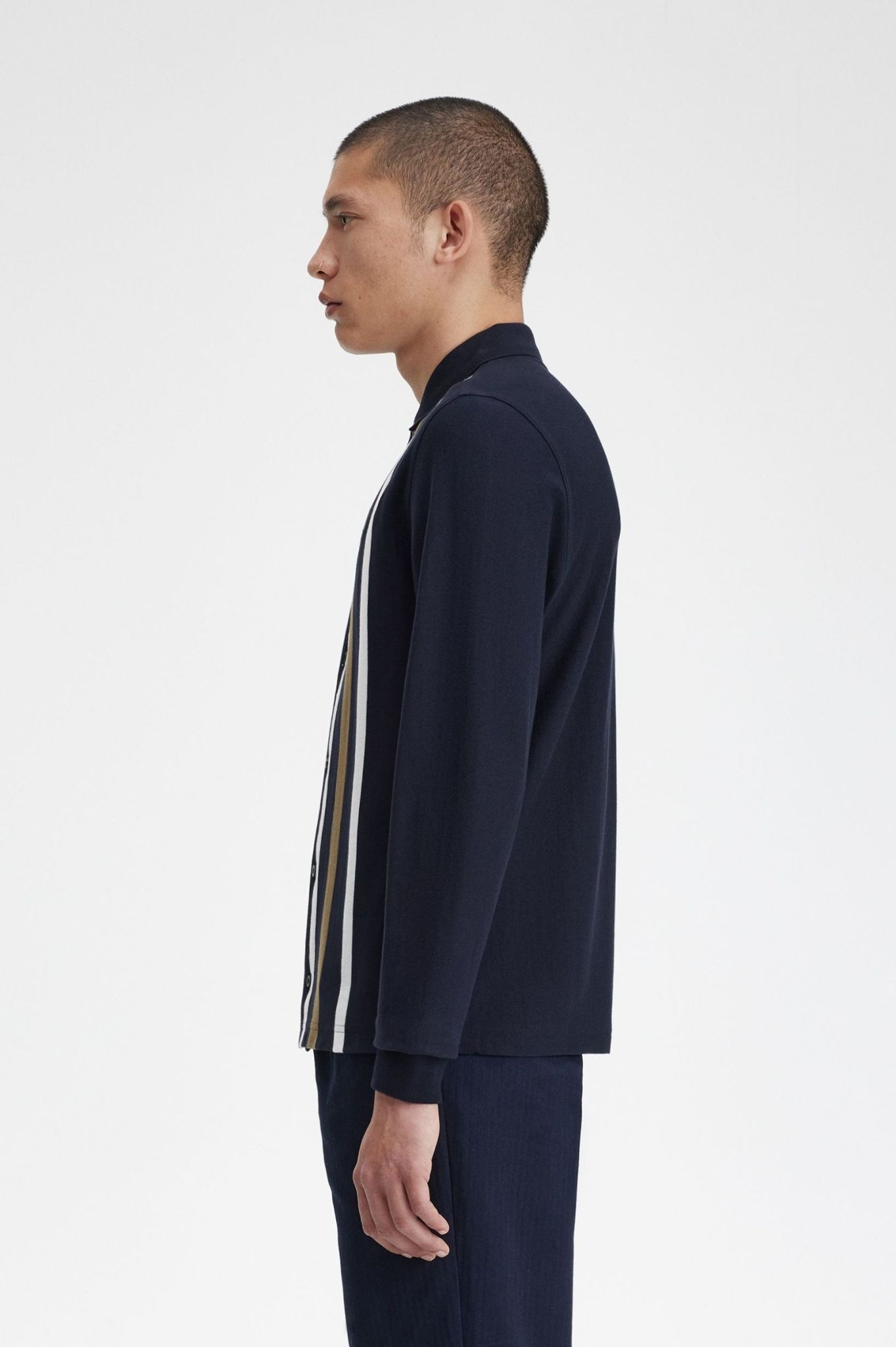 Gradient Stripe LS Polo Shirt in Navy - Eastwood Ave. Menswear