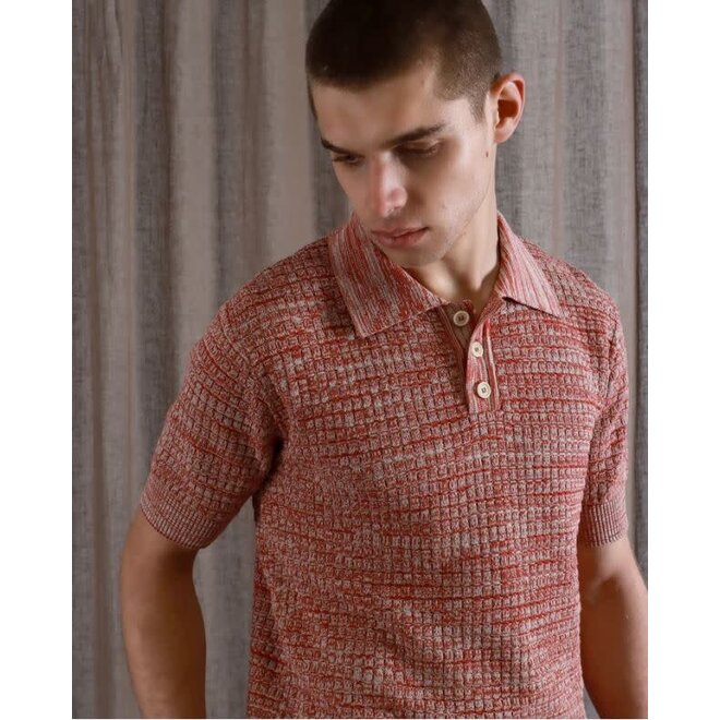 Renard Polo Shirt in Twisted Yarn Red/Sand
