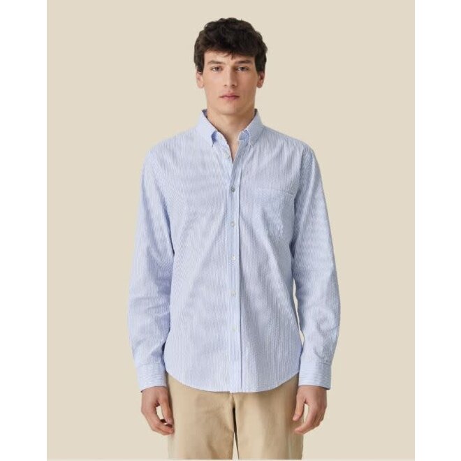 Atlantico Seersucker Shirt in Blue Stripe