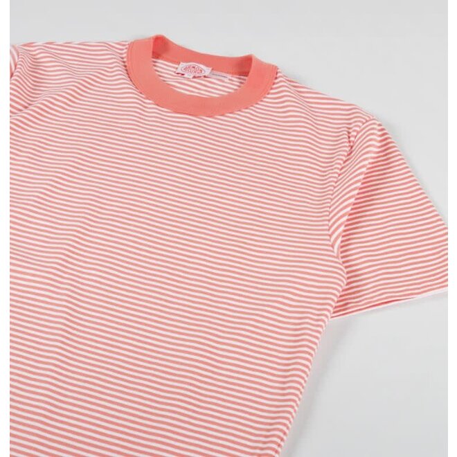 Striped Heritage Tee in Coral/Milk