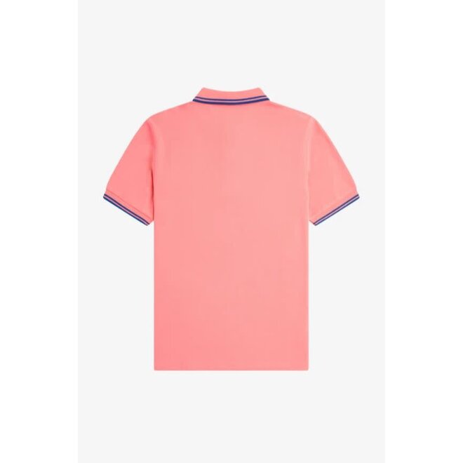 Twin Tipped Fred Perry Shirt in Coral Heat/ Shaded Cobalt