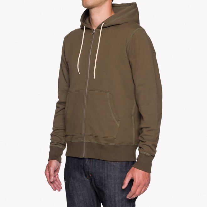 Heavyweight Terry Zip Hoodie in Hunter Green