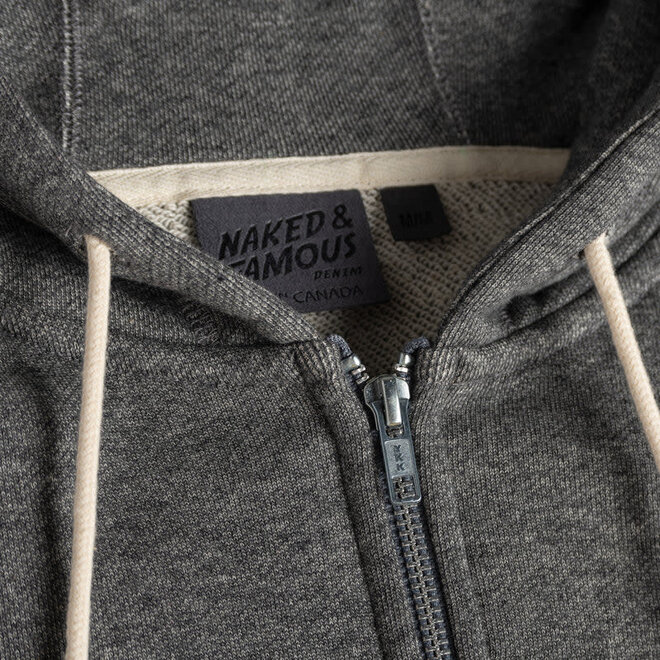 Heavyweight Terry Zip Hoodie in Charcoal