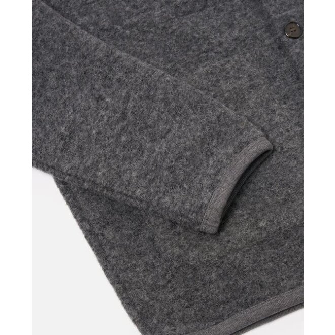 Wool Fleece Cardigan in Grey Marl