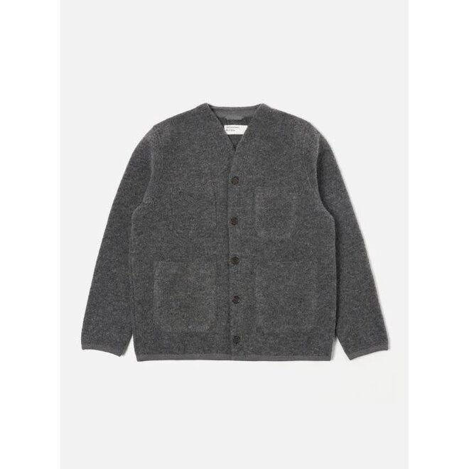 Wool Fleece Cardigan in Grey Marl